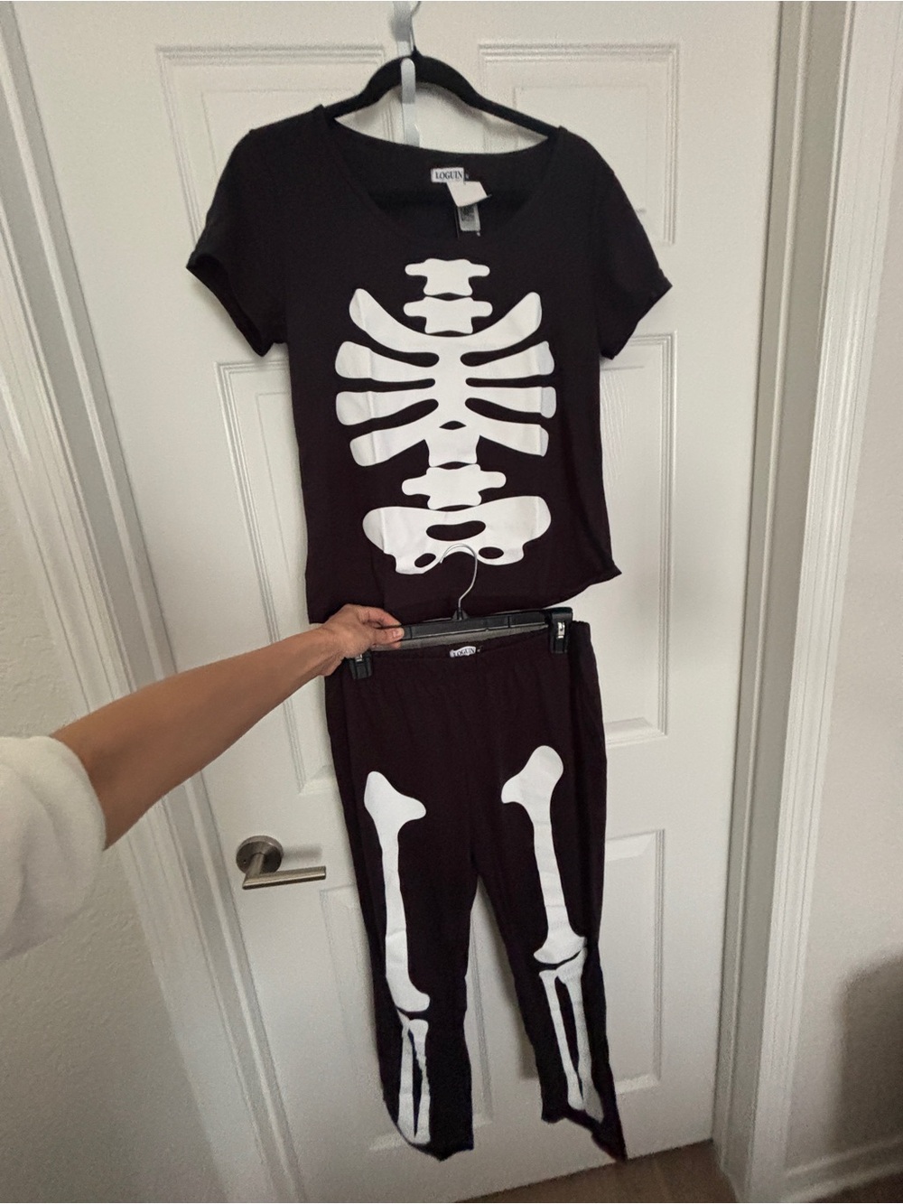 NWT Size Medium Black Skeleton Two-Piece Pajama Set